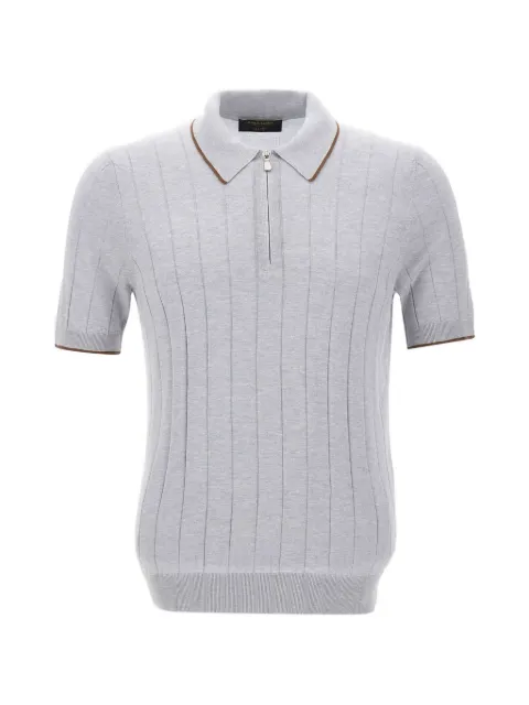 Gran Sasso ribbed-knit silk polo shirt