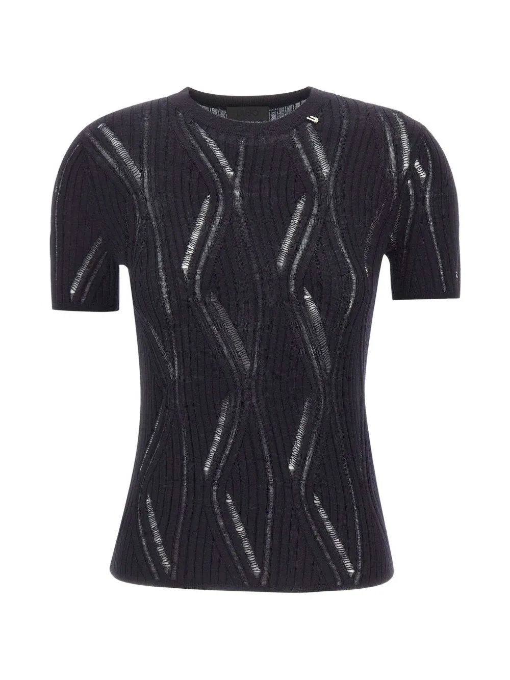 LIU JO cut-out ribbed-knit T-shirt - Blu