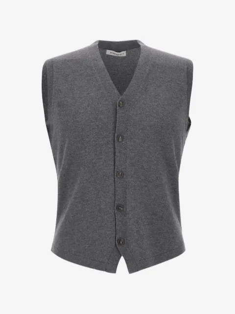 Kangra button-fastening ribbed-trim vest