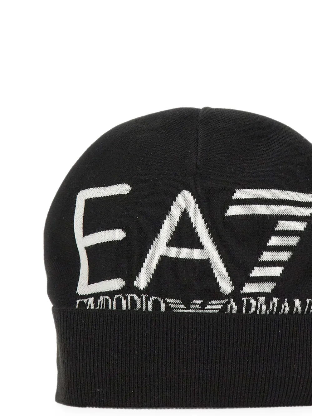Ea7 Emporio Armani Muts met geribbelde afwerking en logo-jacquard Zwart