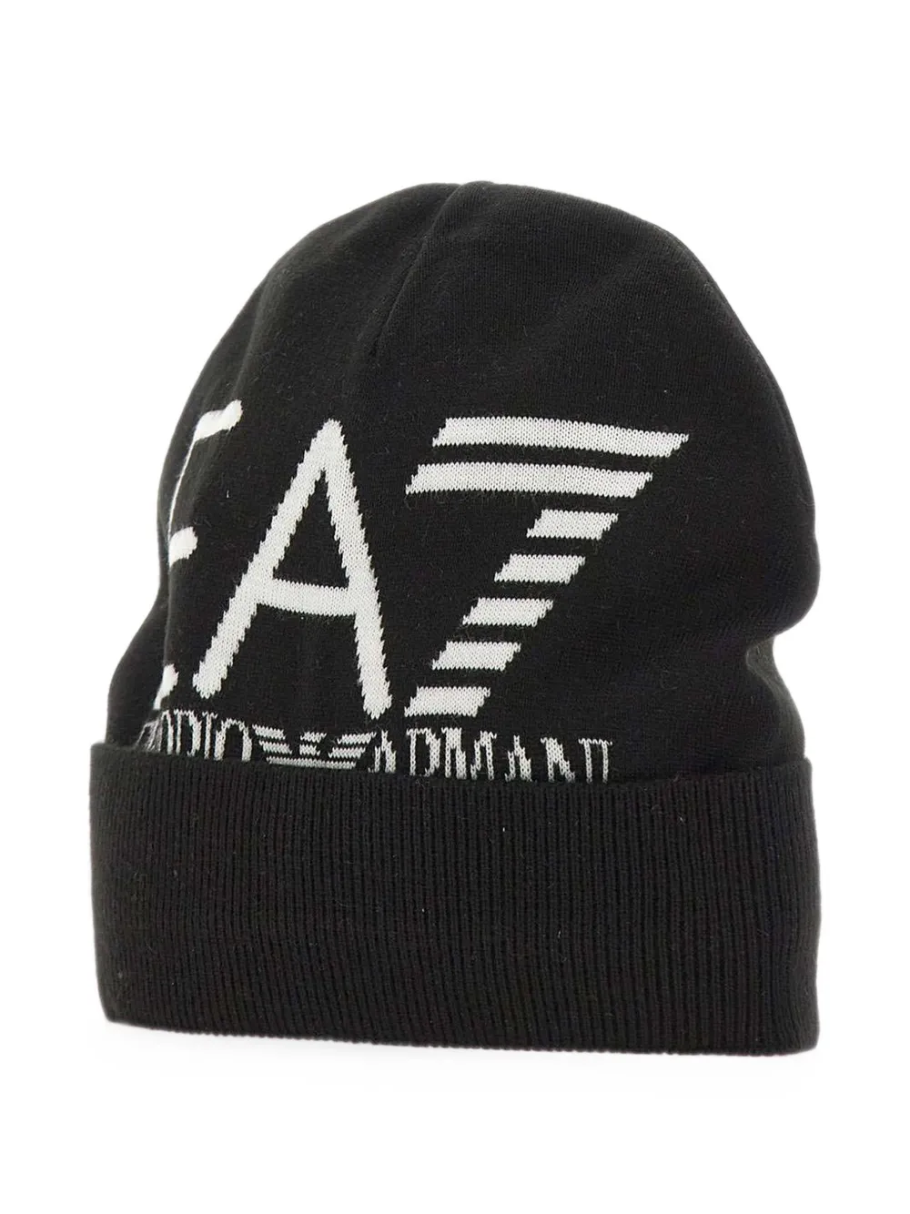 Ea7 Emporio Armani Muts met geribbelde afwerking en logo-jacquard Zwart