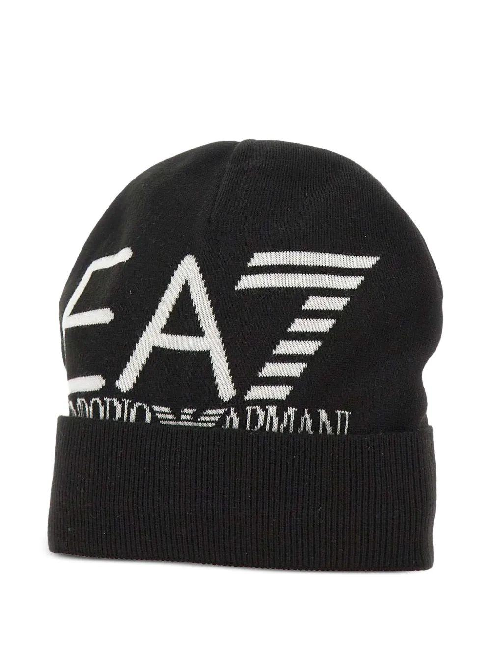 Ea7 Emporio Armani Muts met geribbelde afwerking en logo-jacquard Zwart