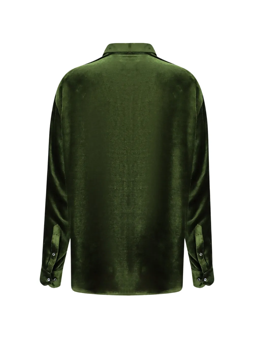 Giorgio Armani Fluwelen overhemd met verborgen sluiting Groen