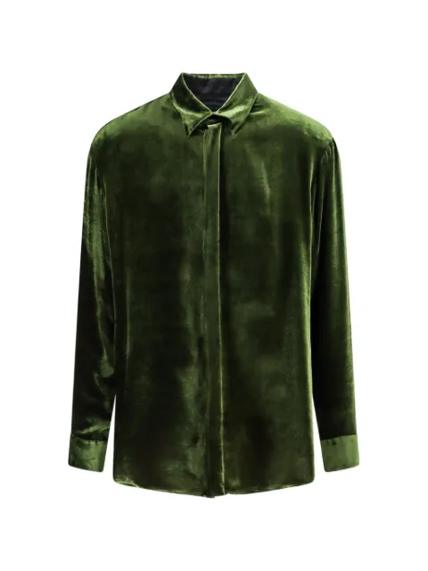 Giorgio Armani velvet concealed-front shirt