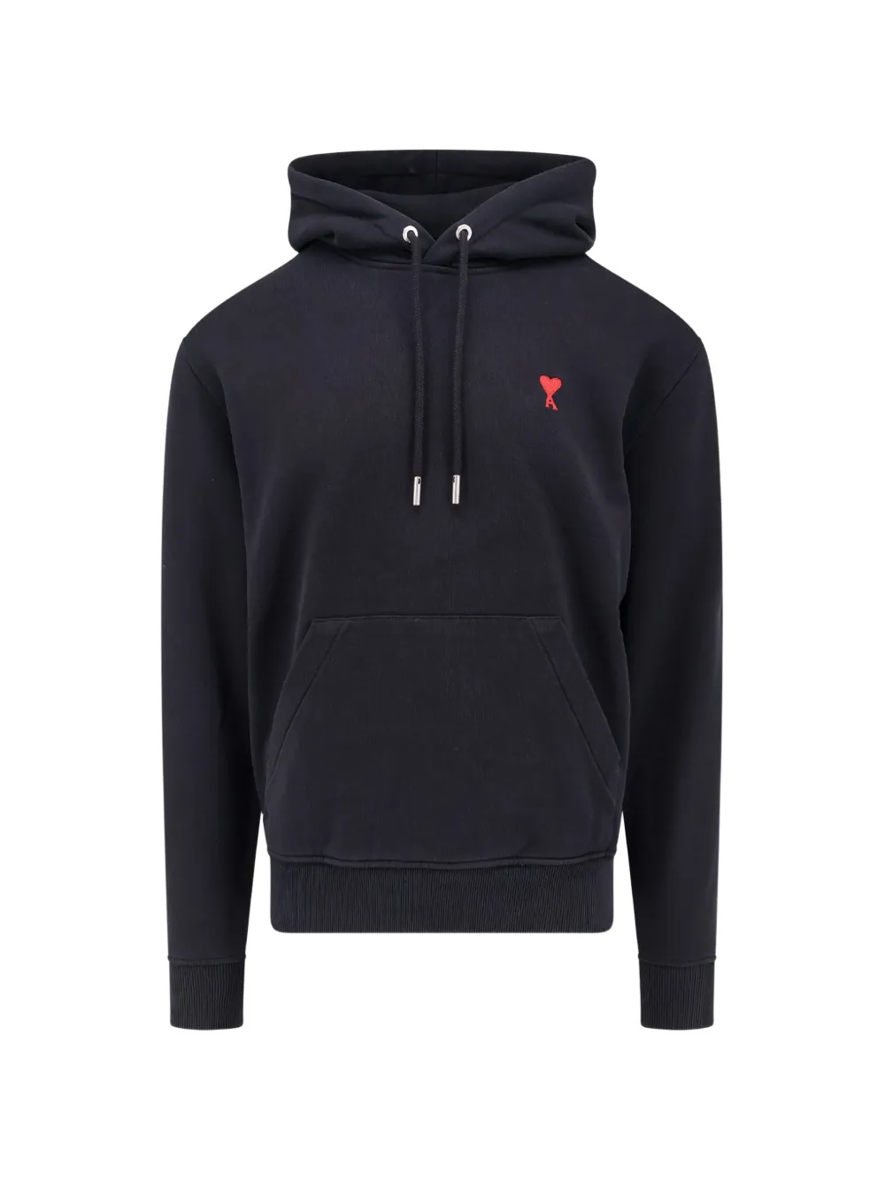 AMI Paris black cotton hoodie with Ami de Coeur