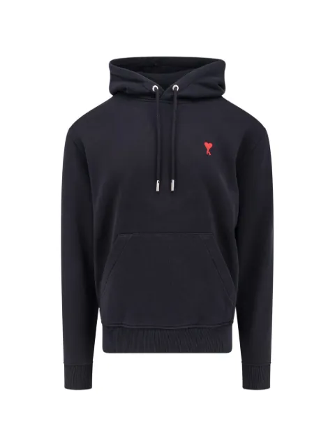 AMI Paris Moletom preto de algodão com capuz com Ami De Coeur