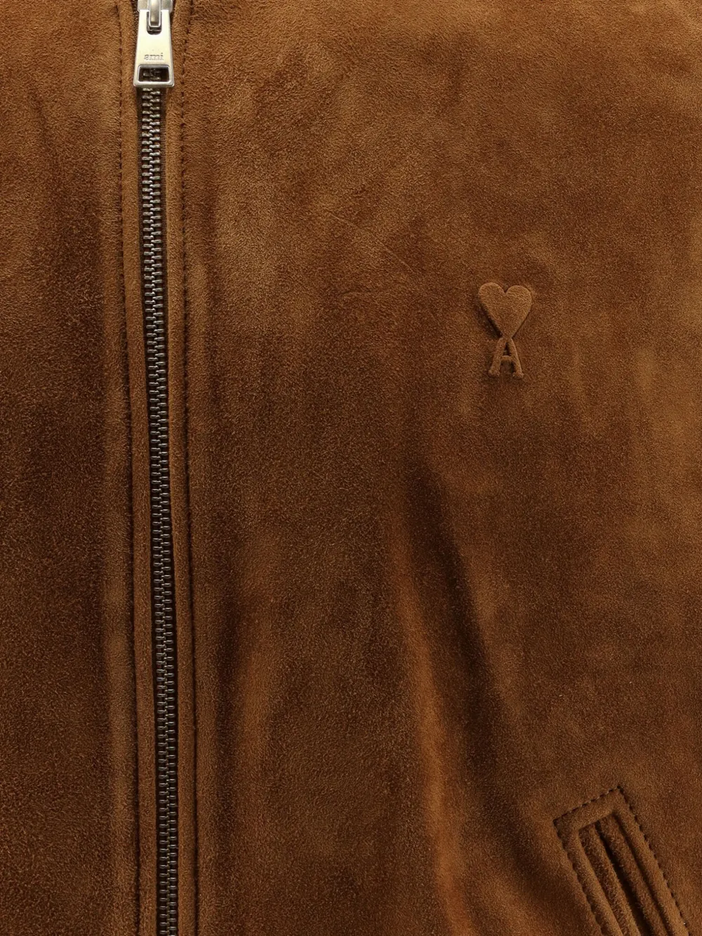 AMI Paris Ami de Coeur suede jacket Bruin