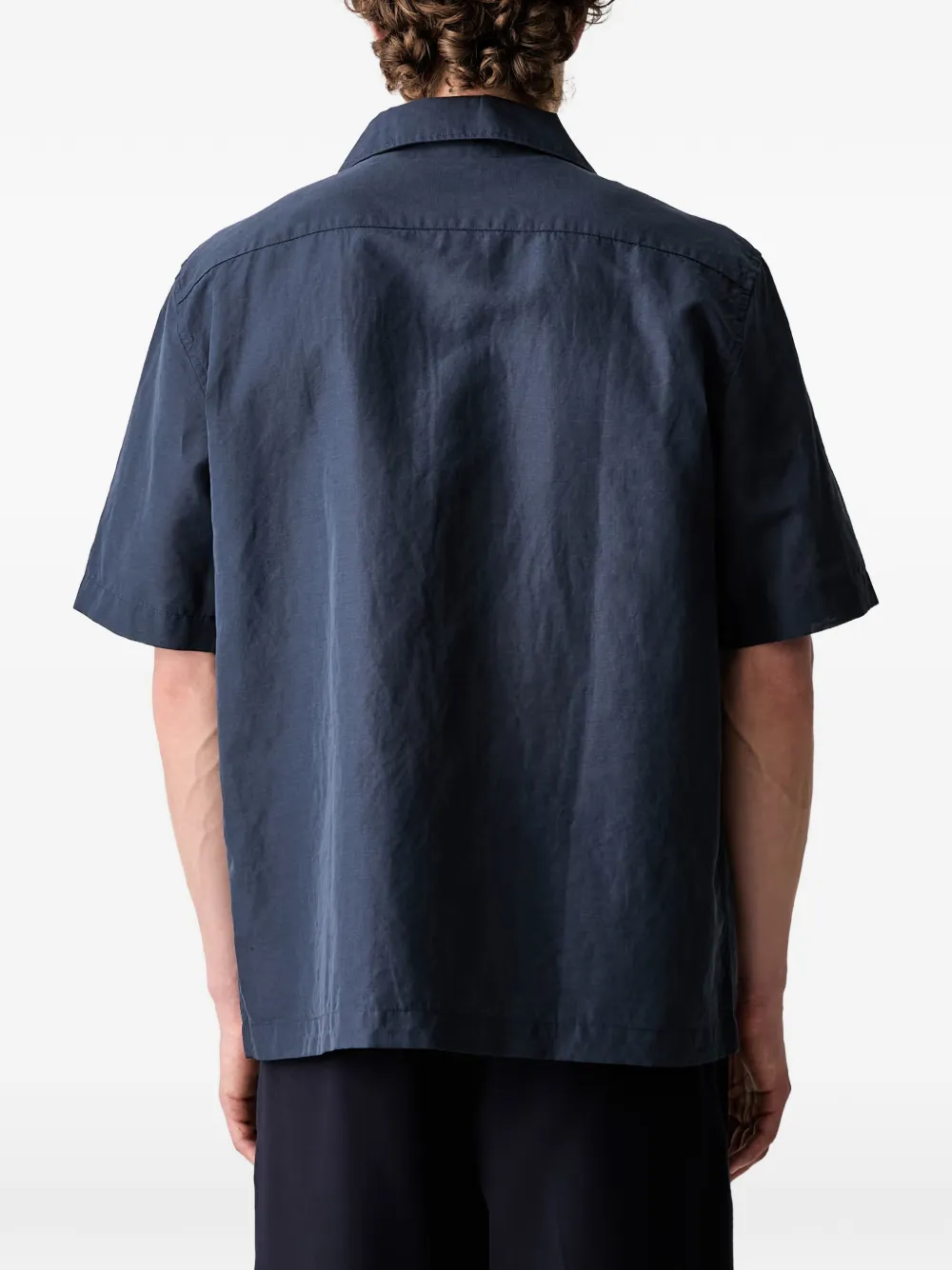 Fred Perry Overhemd met campkraag en geborduurd logo Blauw