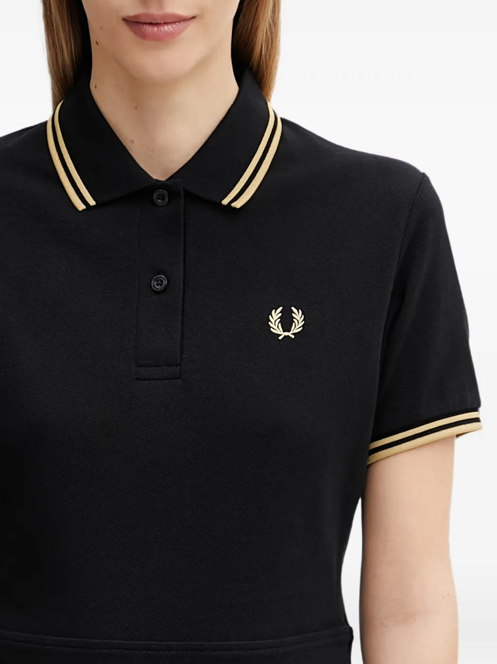 Fred Perry Geplooide mini-jurk met dubbele afwerking Zwart