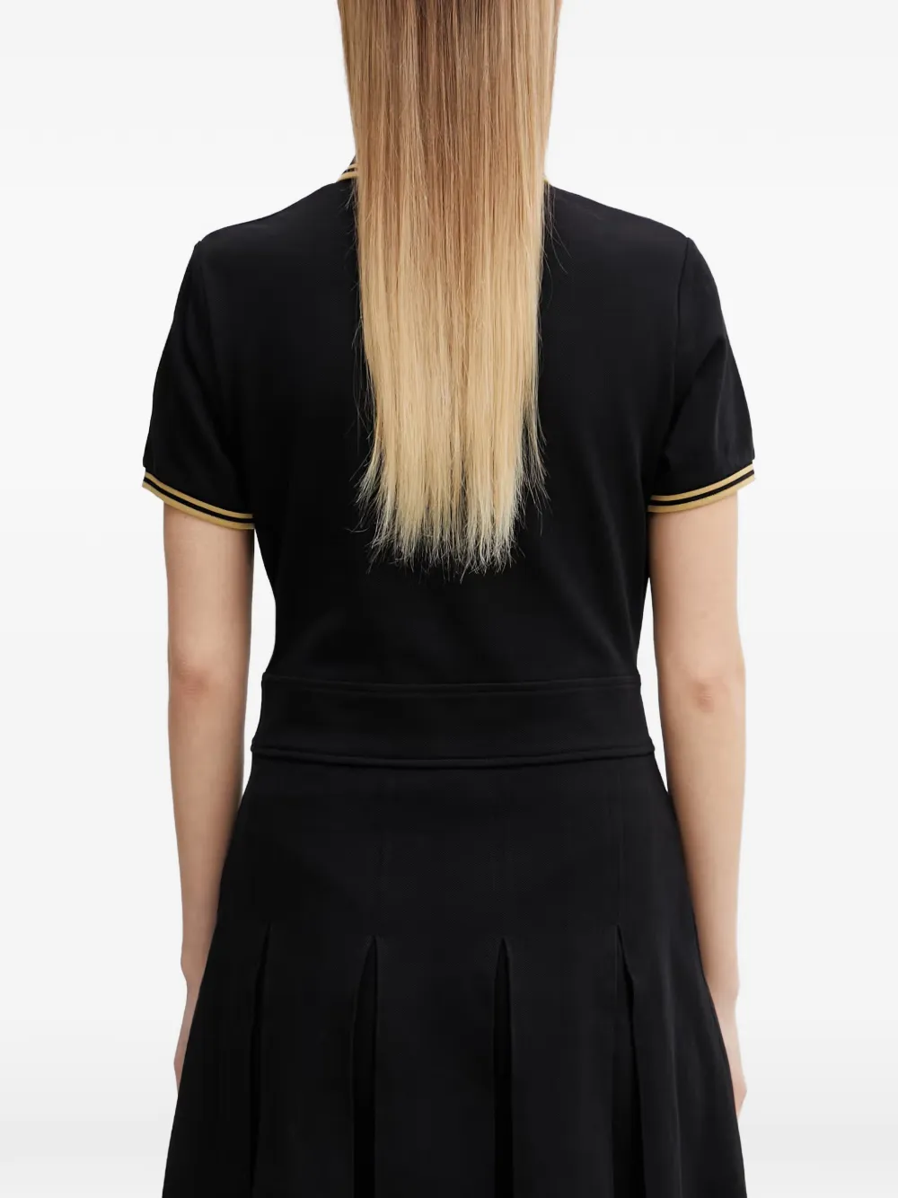Fred Perry Geplooide mini-jurk met dubbele afwerking Zwart