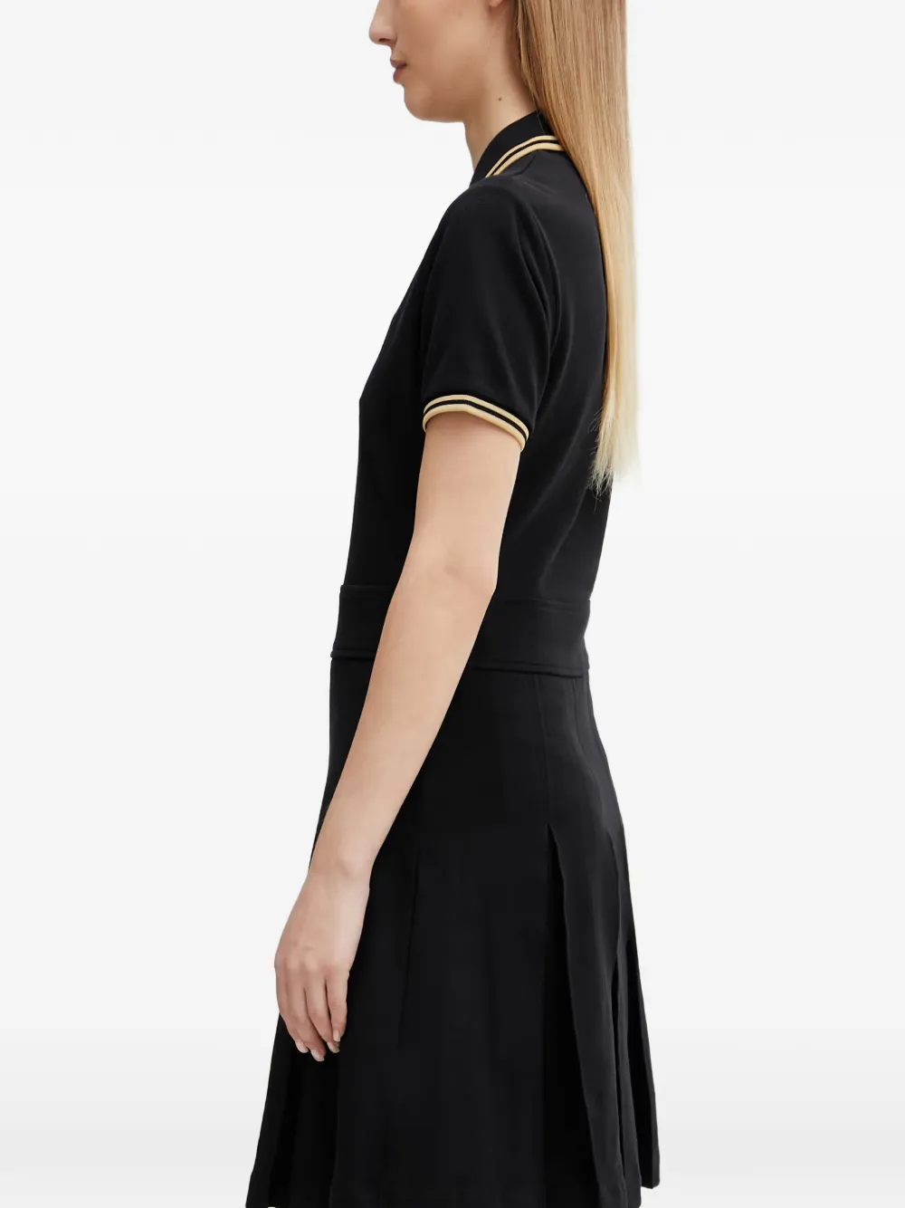 Fred Perry Geplooide mini-jurk met dubbele afwerking Zwart