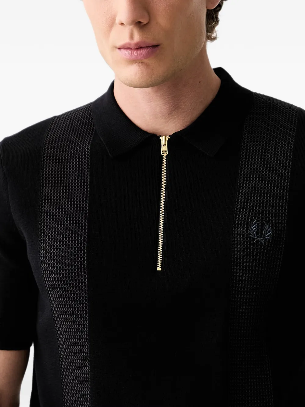 Fred Perry zip-fastening polo shirt Zwart