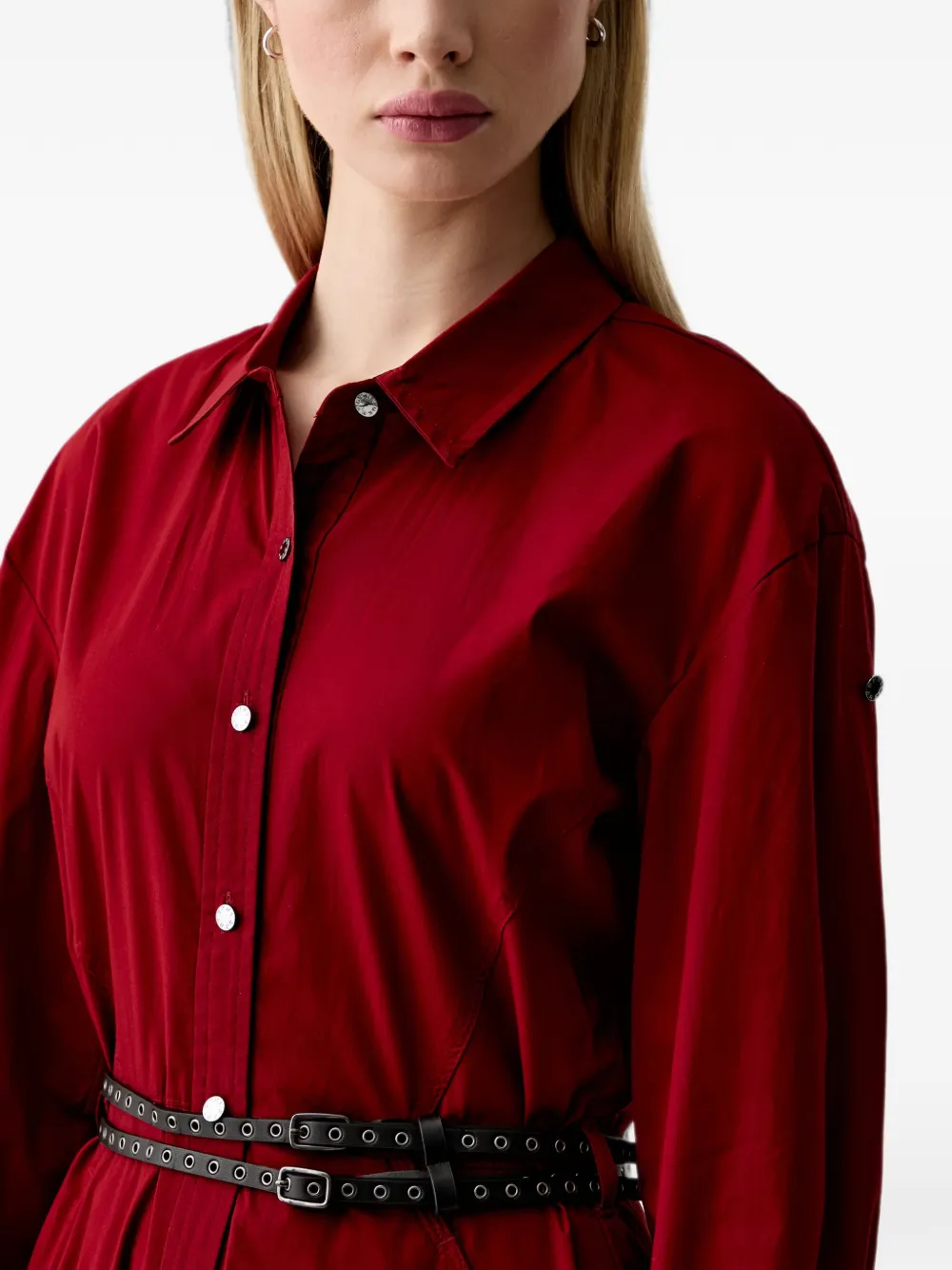 DKNY Button-down midi-blousejurk met ceintuur Rood