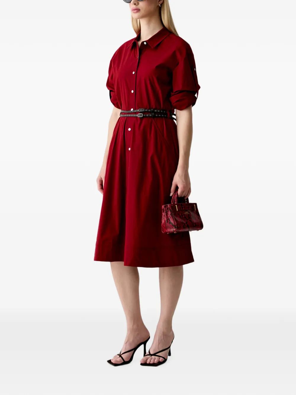 DKNY Button-down midi-blousejurk met ceintuur Rood