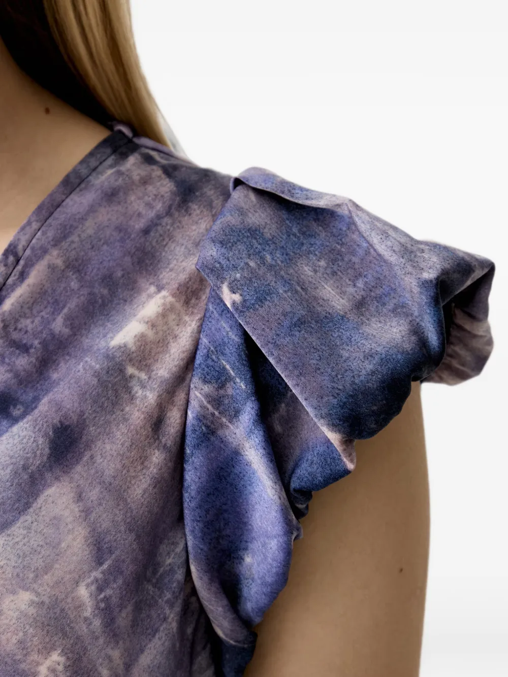 DKNY Midi-jurk met tie-dye print en kapmouwen Paars