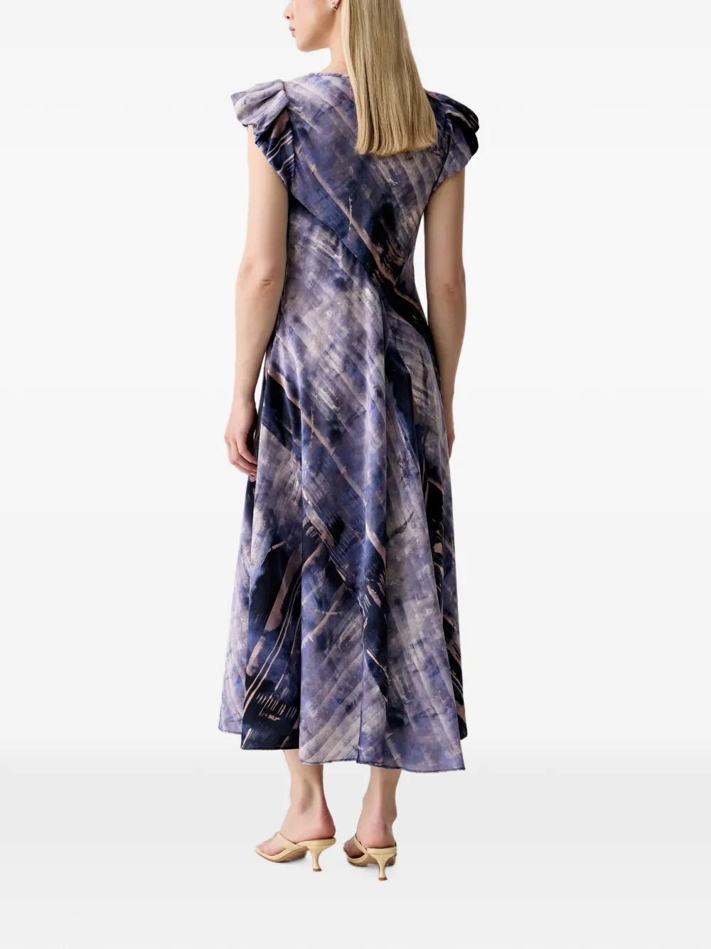 DKNY Midi-jurk met tie-dye print en kapmouwen Paars