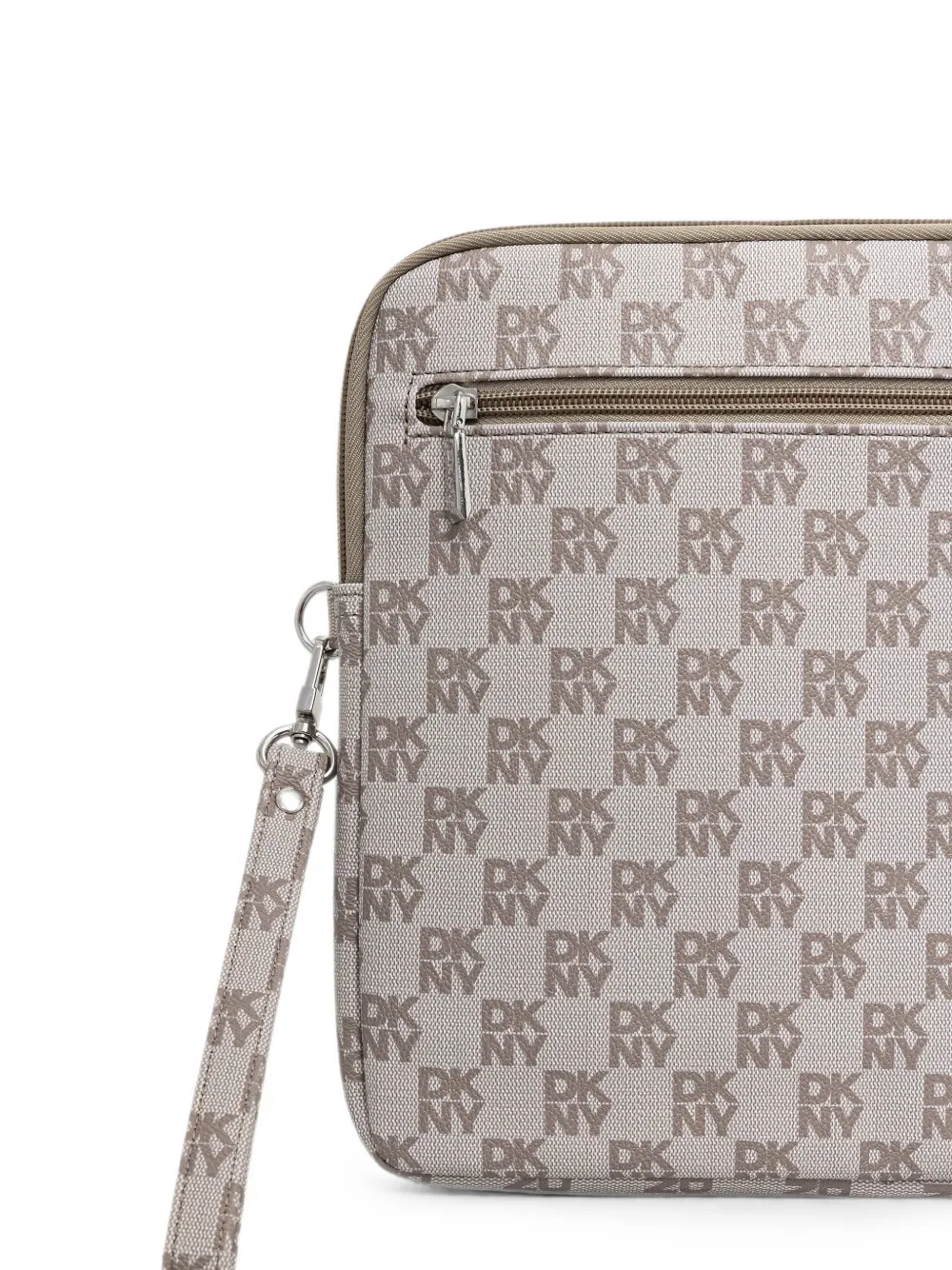 DKNY Laptoptas met monogramprint en logoplakkaat Beige