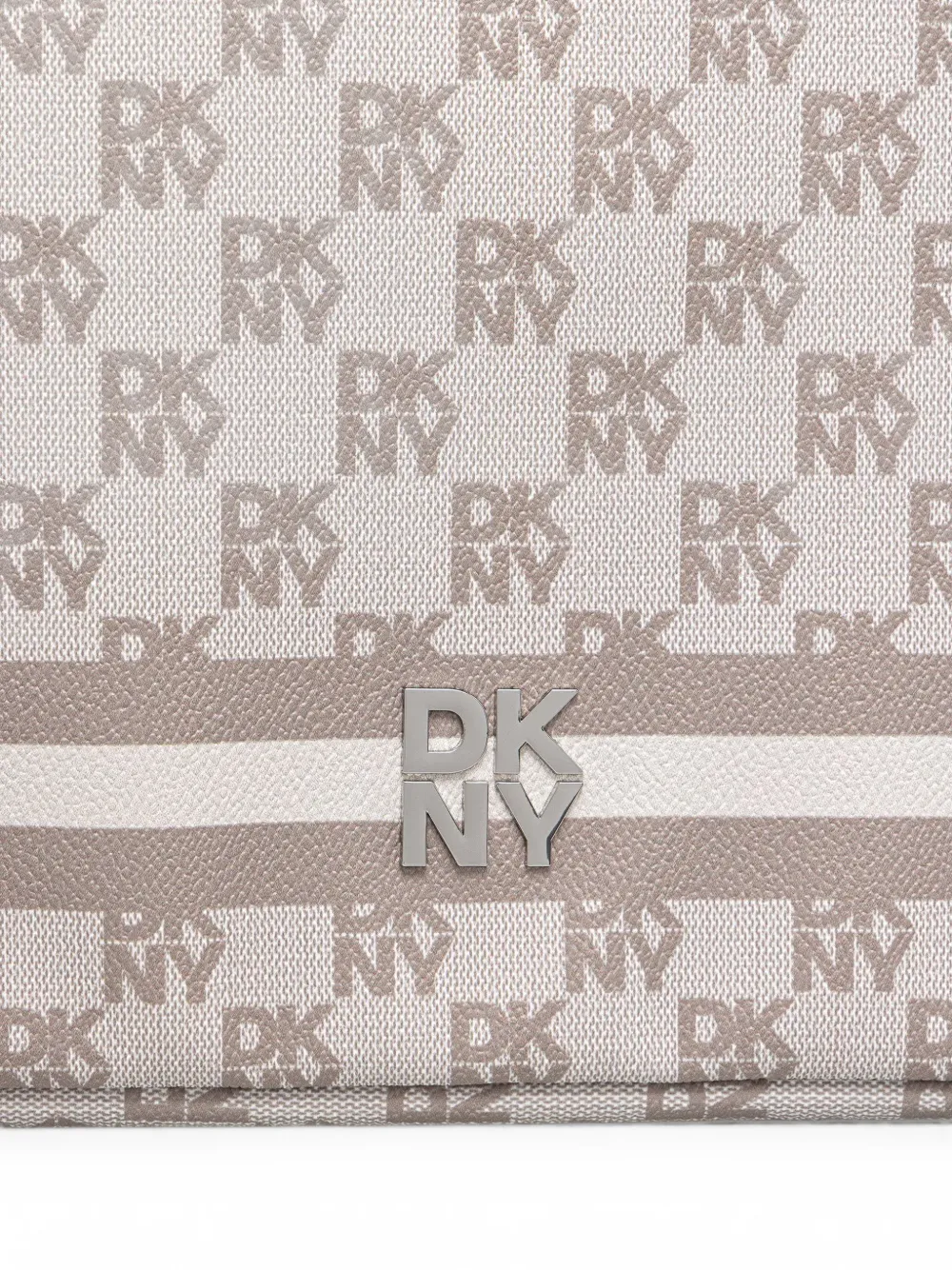 DKNY Laptoptas met monogramprint en logoplakkaat Beige