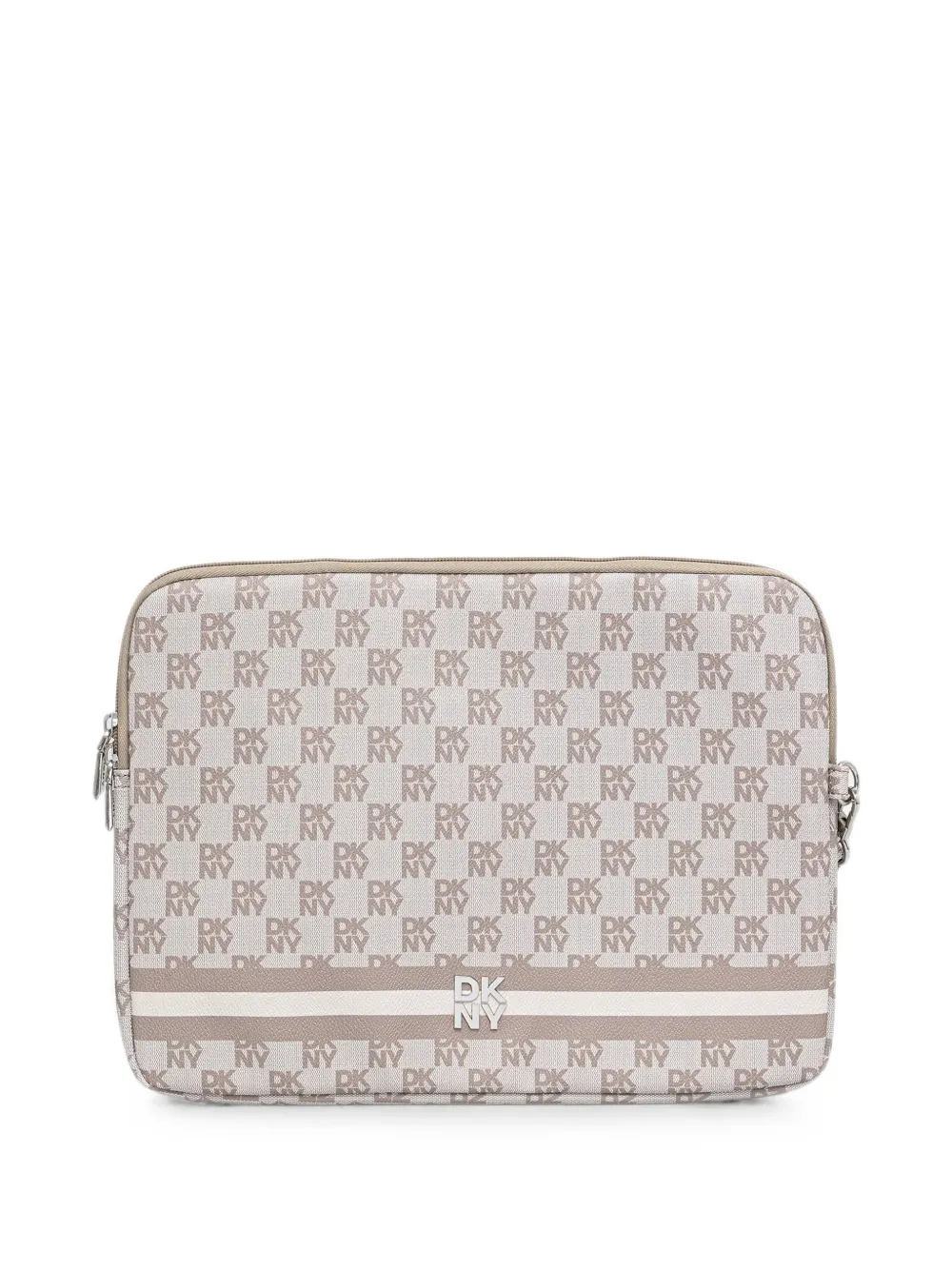 DKNY monogram-print logo-plaque laptop bag - Toni neutri