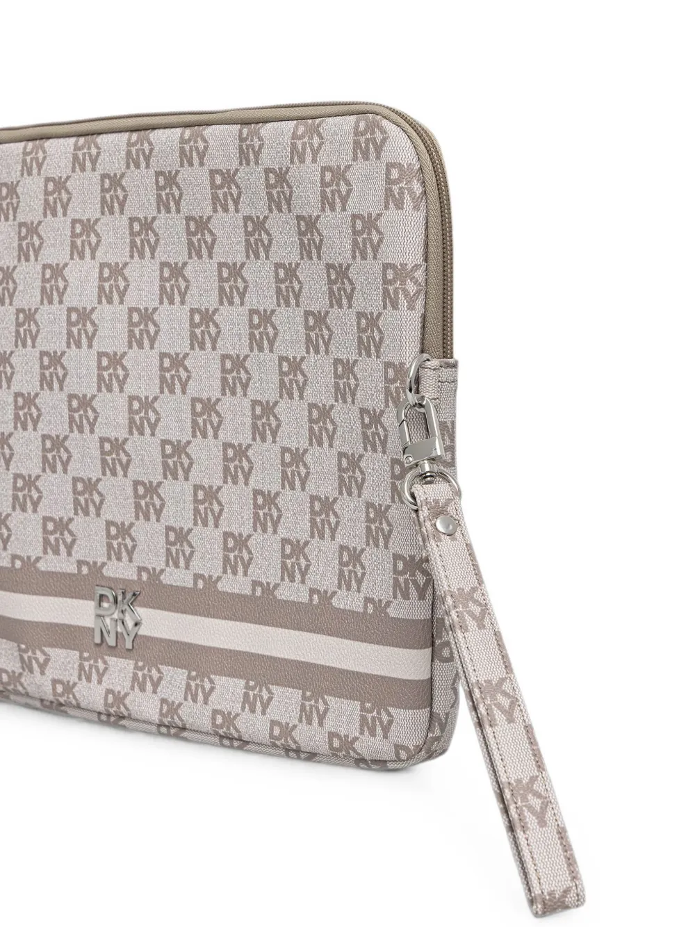 DKNY Laptoptas met monogramprint en logoplakkaat Beige