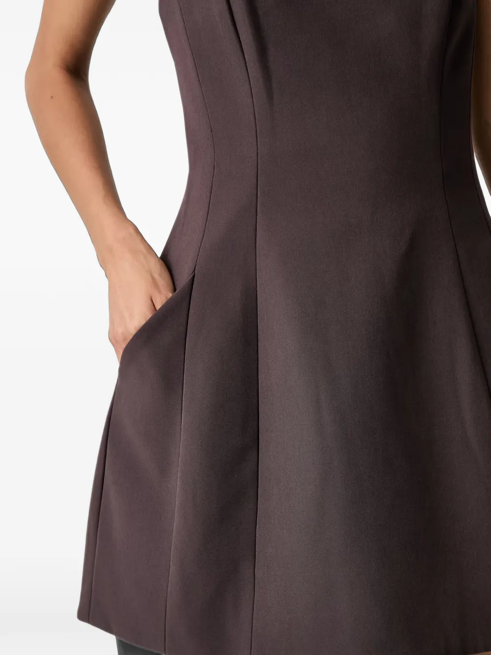 Bardot Nevelle geplooide mini-jurk met halternek Bruin