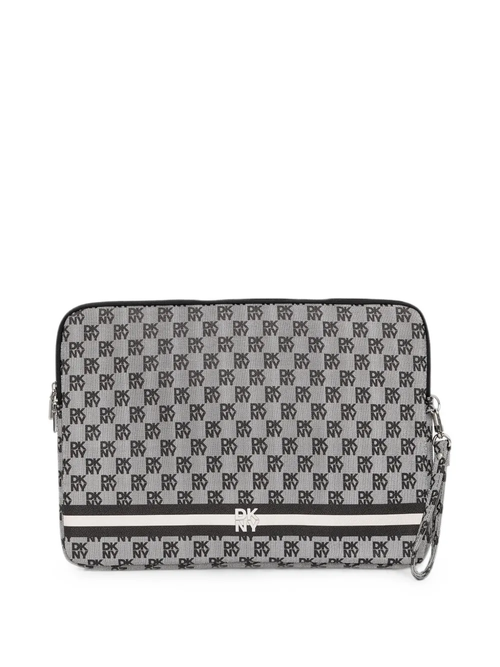 DKNY logo-print striped laptop bag - Grigio