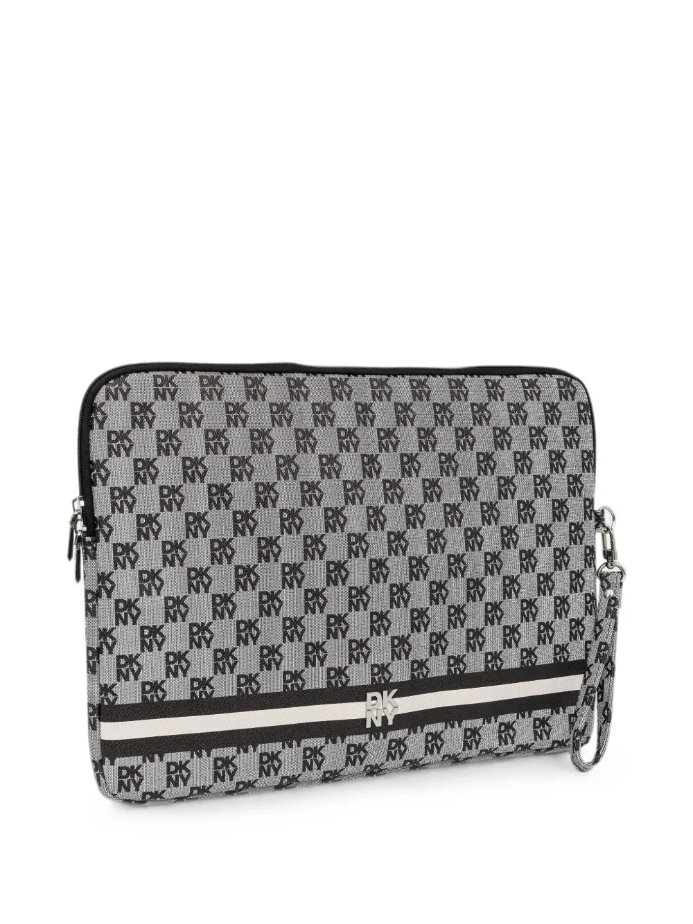 DKNY Gestreepte laptoptas met logoprint Grijs