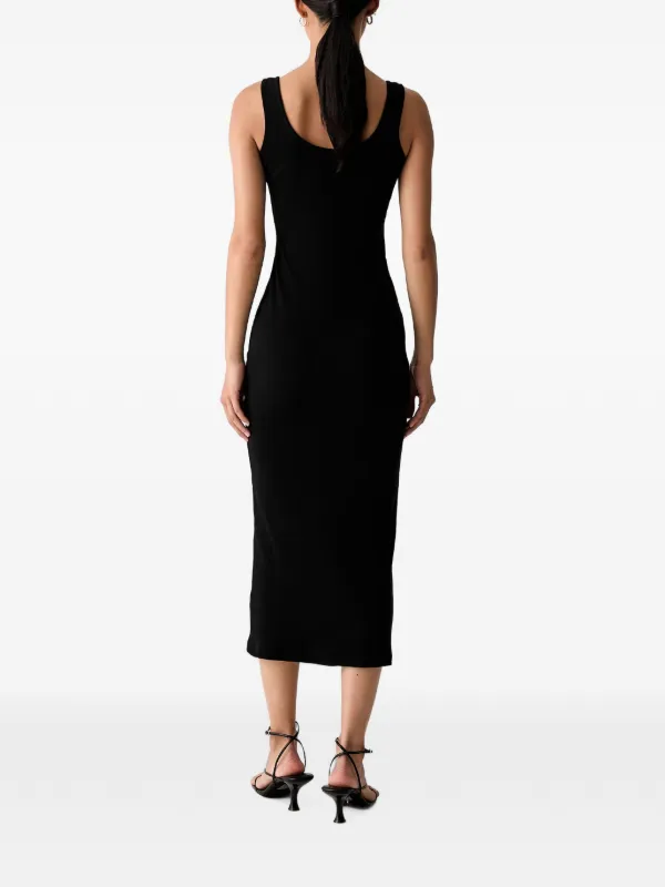 bardot black midi dress Mason Ribbed Style:EP00861BK Premium crepe BFCM2024 Asymmetrical Off-the-shoulder Cuff Trumpet