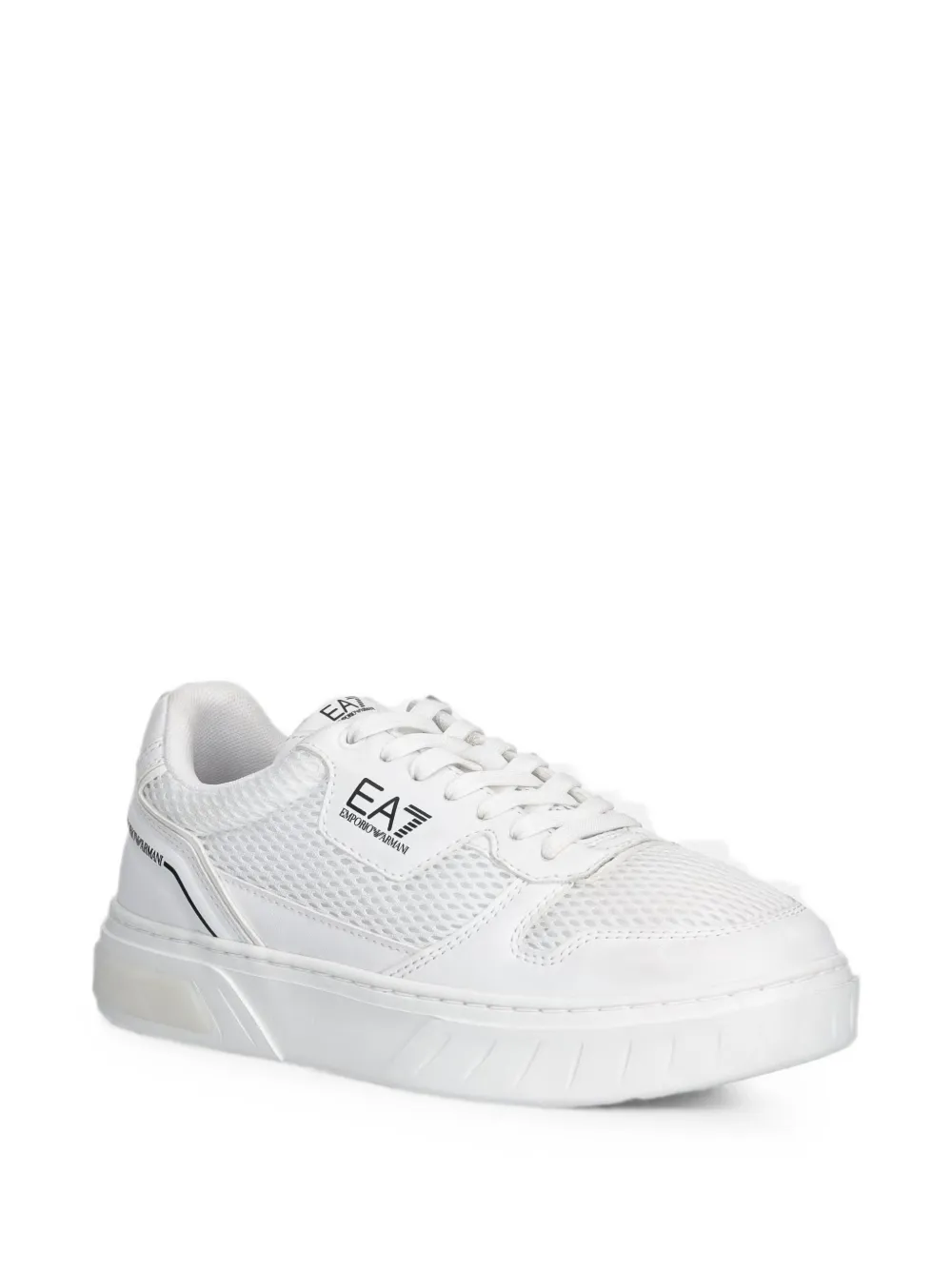 Ea7 Emporio Armani New Premium Court logo-print panelled sneakers Wit