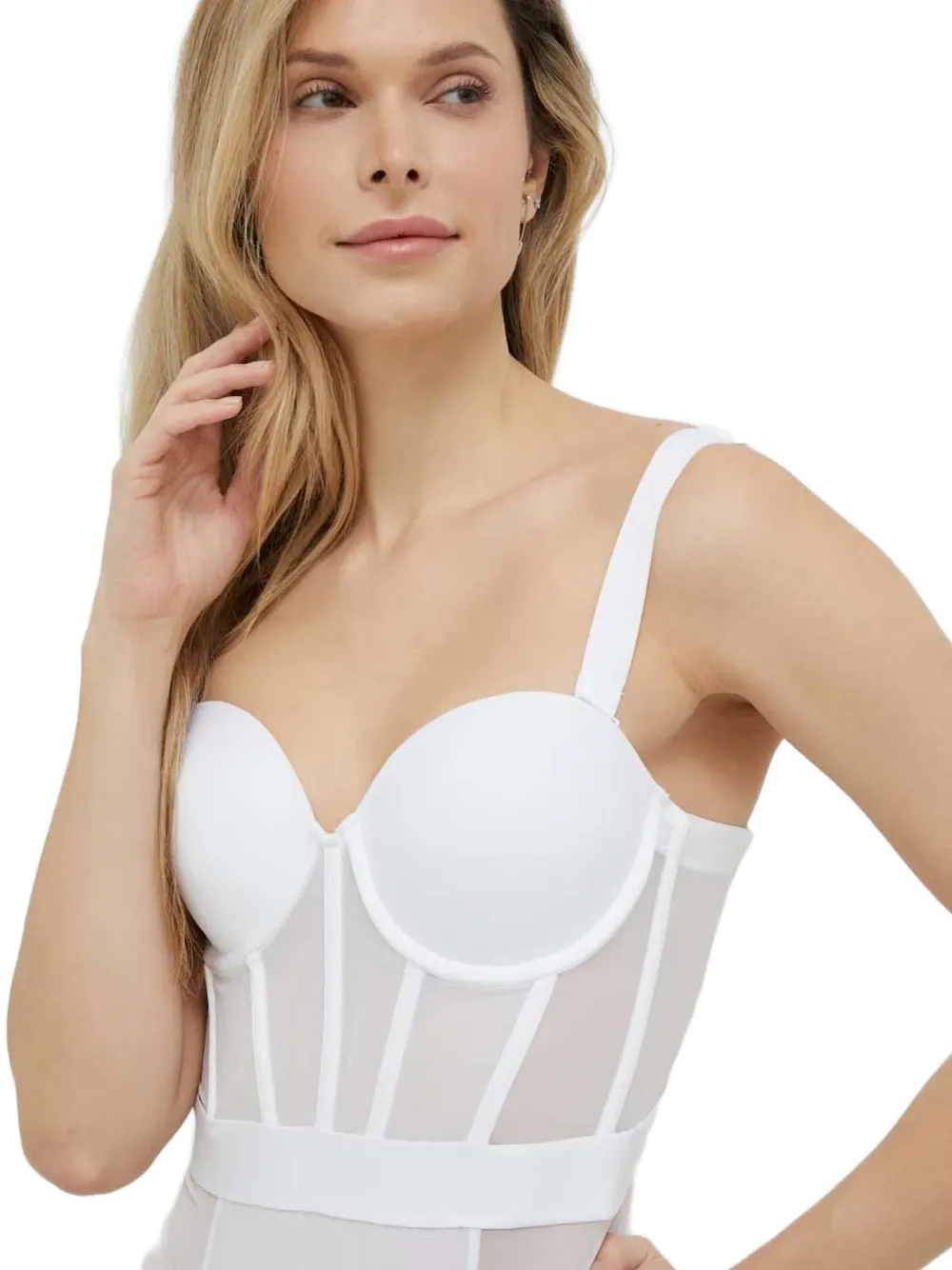 DKNY mesh-panelled corset-style body Wit
