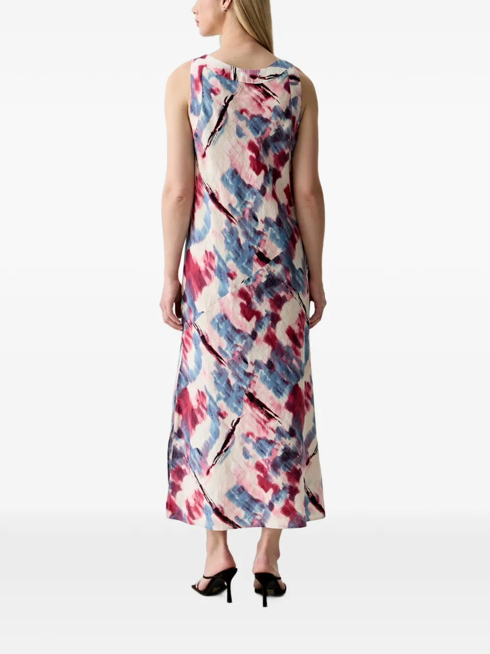 DKNY Mouwloze maxi-jurk met abstracte print Beige