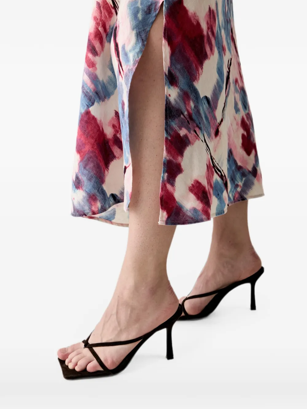 DKNY Mouwloze maxi-jurk met abstracte print Beige