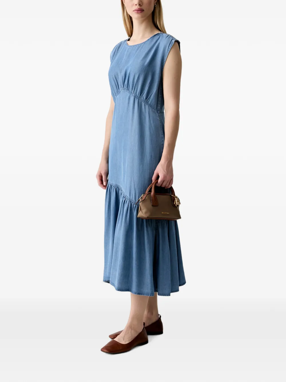 DKNY Midi-jurk met ruches Blauw