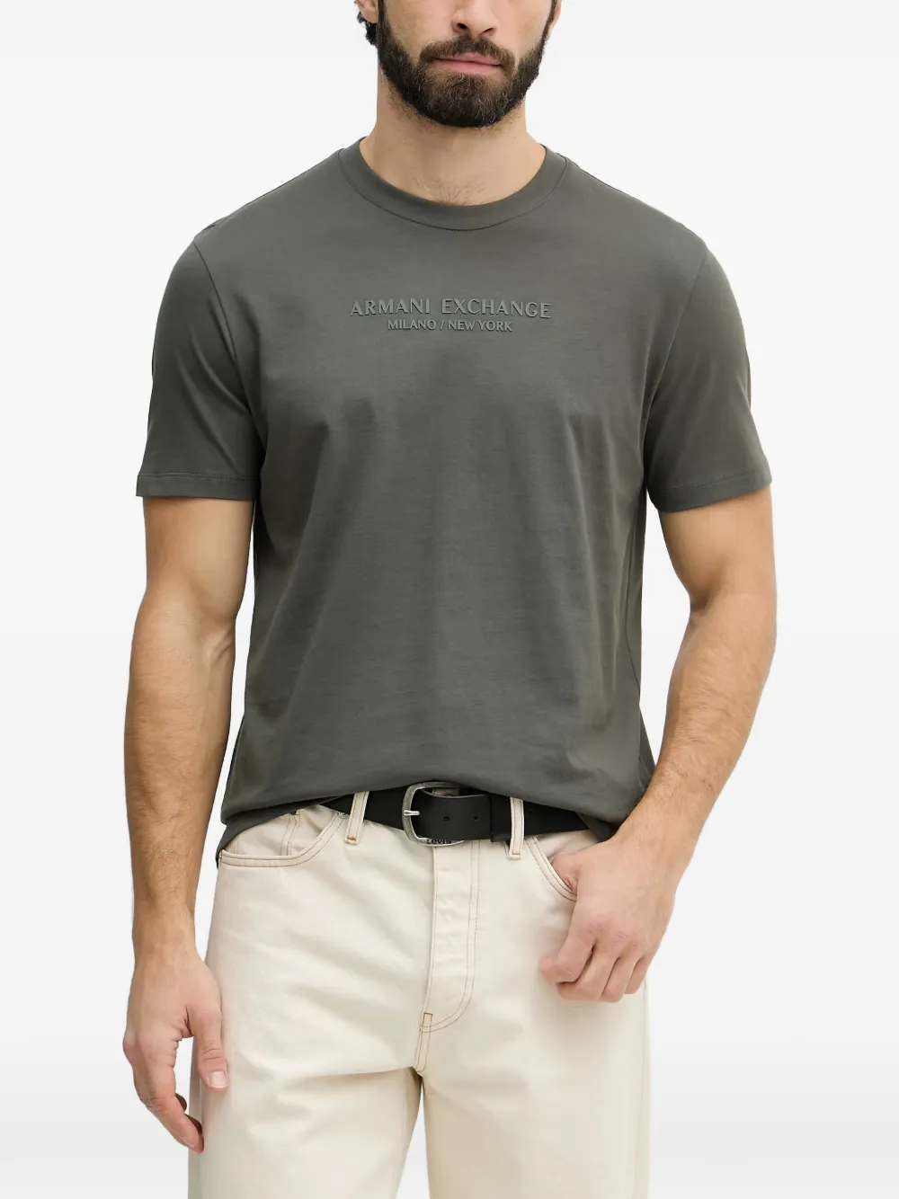 Armani Exchange logo-embossed cotton T-shirt - Verde