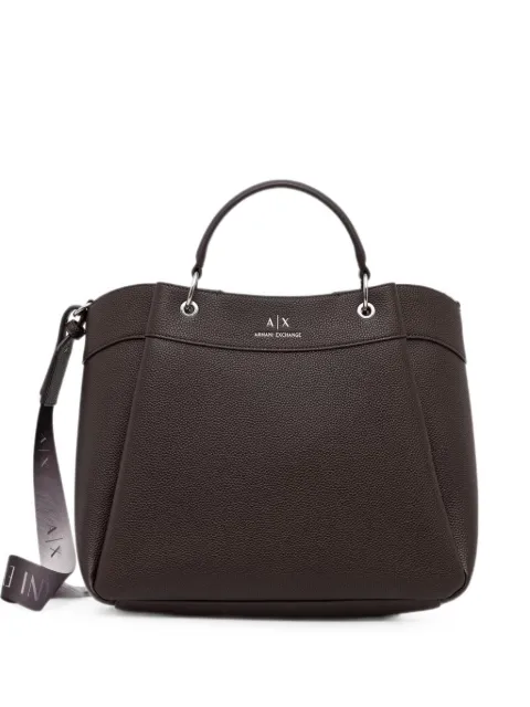 Armani Exchange large logo-print pebbled tote bag