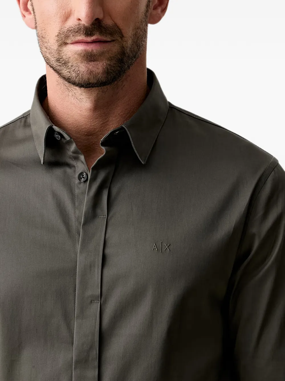 Armani Exchange Slim-fit overhemd met geborduurd logo Groen