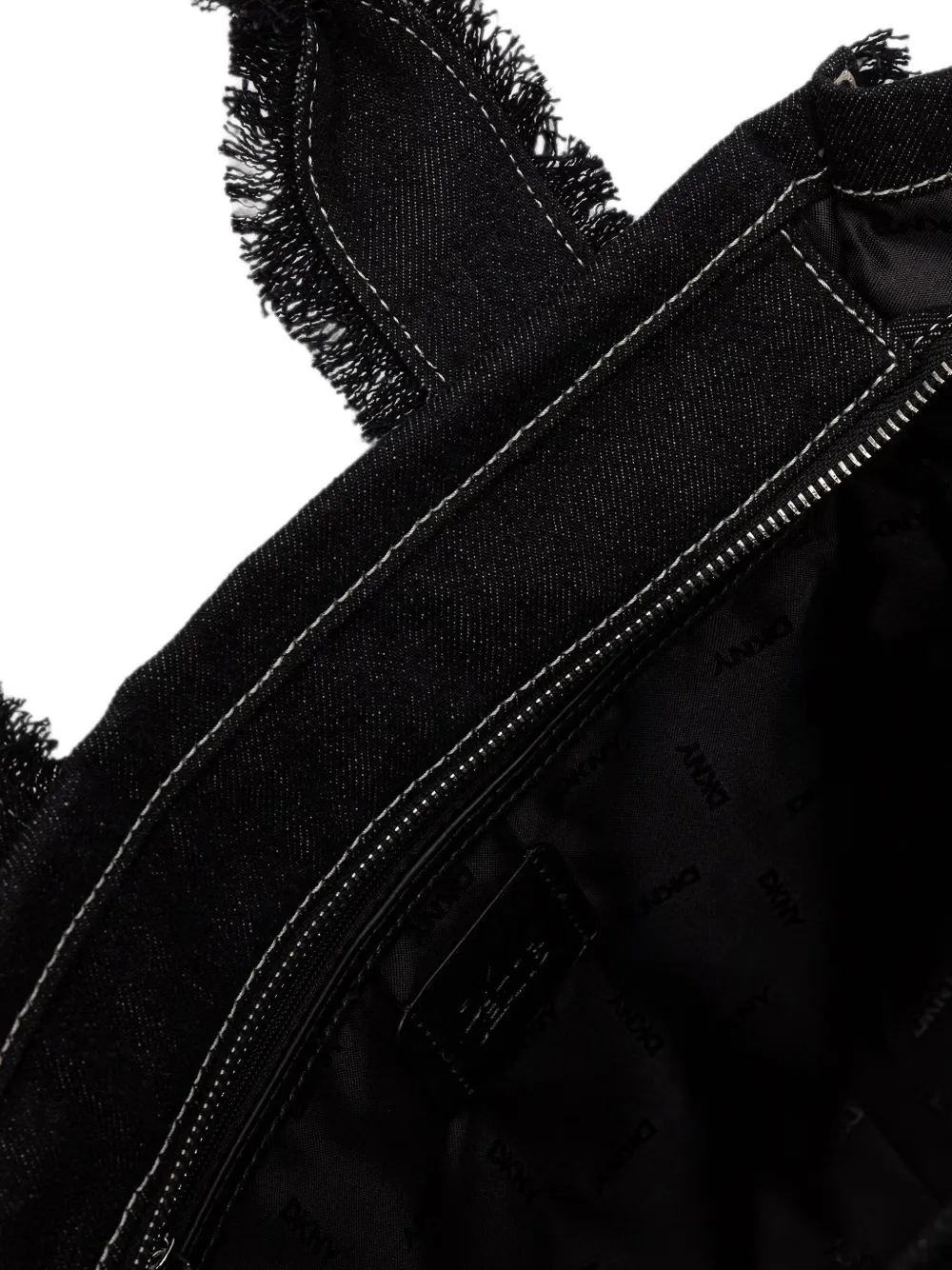 DKNY Denim shopper met franje Zwart