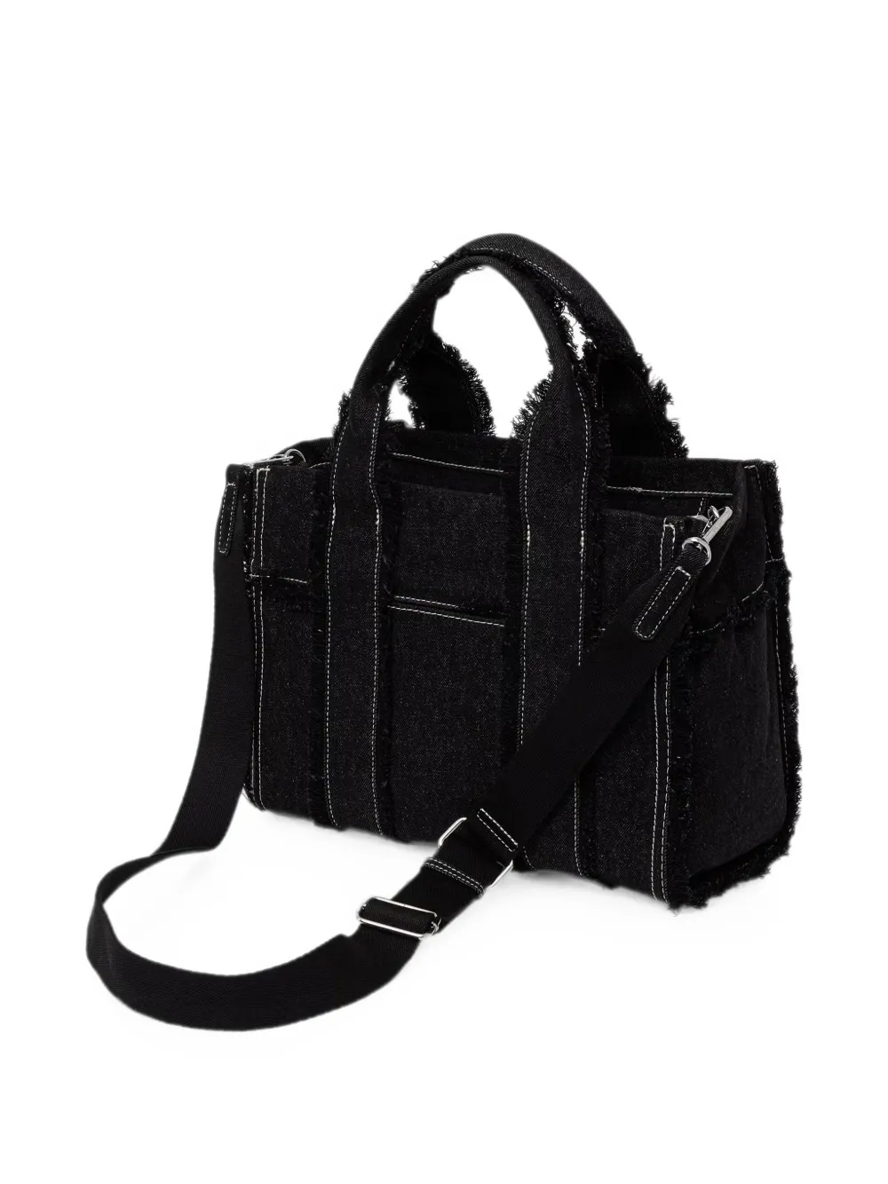 DKNY Denim shopper met franje Zwart