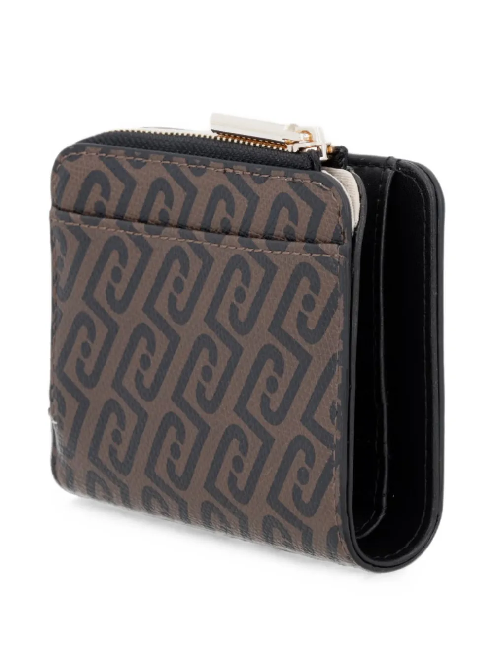 LIU JO Portemonnee met monogramprint en logoplakkaat Bruin