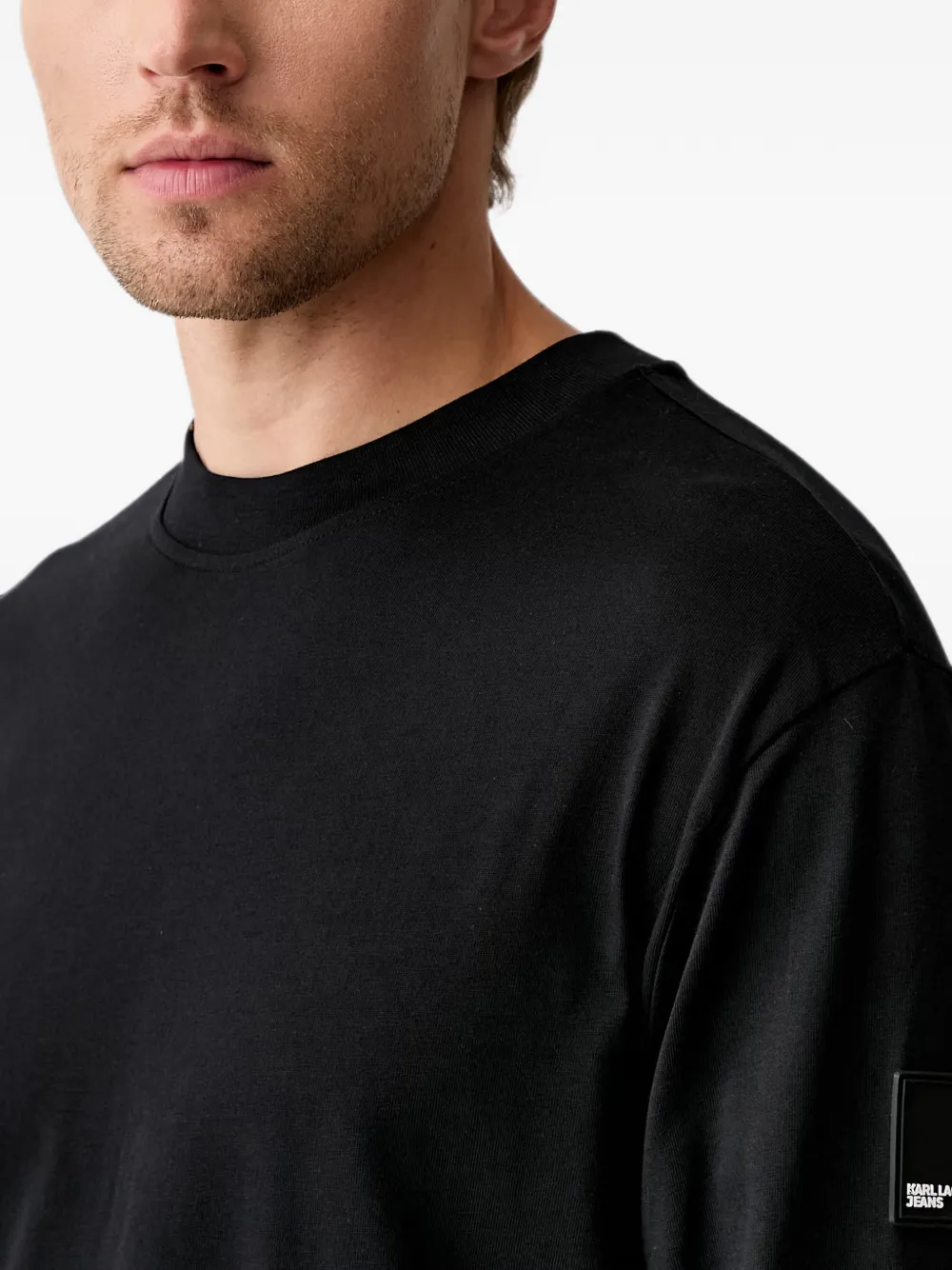 Karl Lagerfeld Jeans T-shirt met logopatch en lange mouwen Zwart
