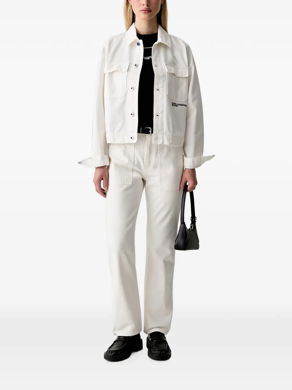 Karl Lagerfeld Jeans Denim jack met logoprint Wit
