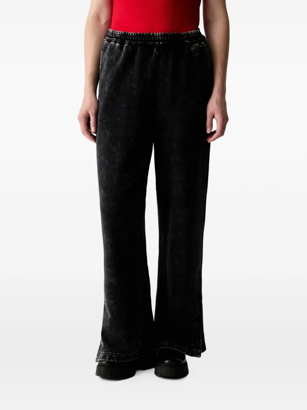 Karl Lagerfeld Jeans acid-wash logo-embroidered track pants - Nero