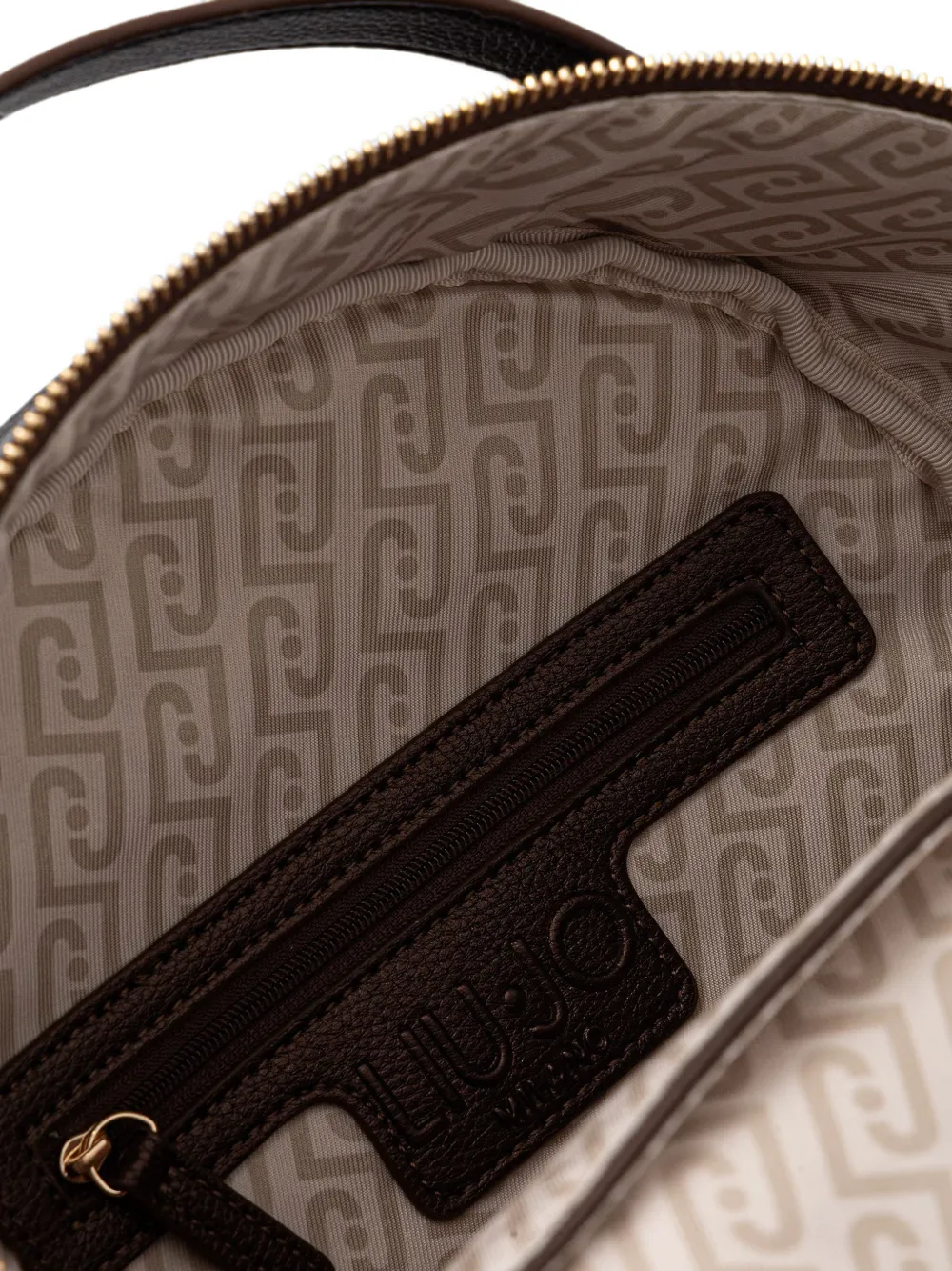 Liu •jo Grained-texture Logo-plaque Backpack In Brown