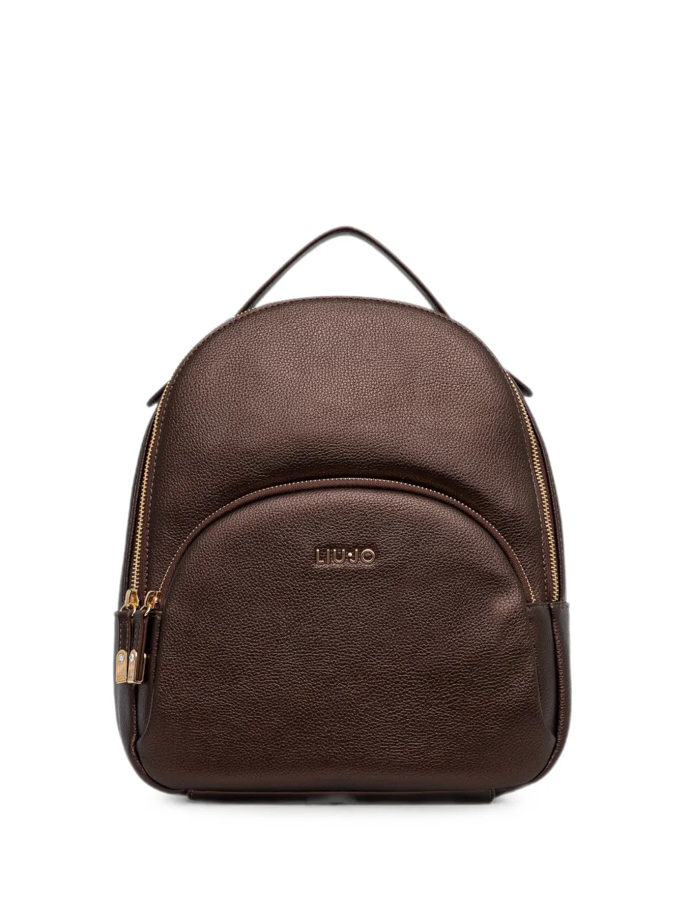 Liu •jo Grained-texture Logo-plaque Backpack In 브라운