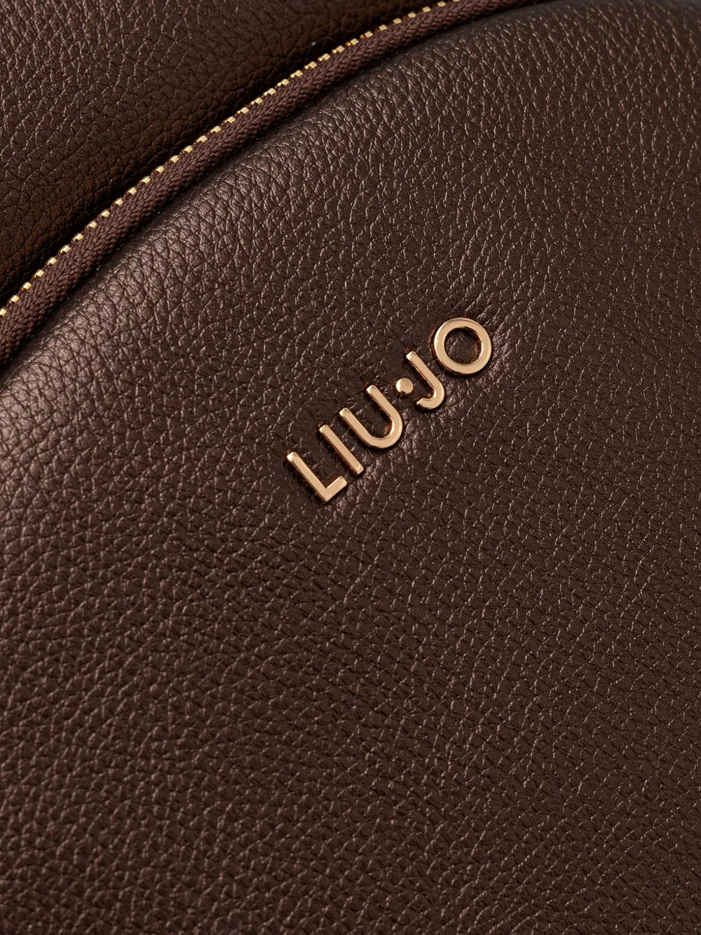 Liu •jo Grained-texture Logo-plaque Backpack In Brown