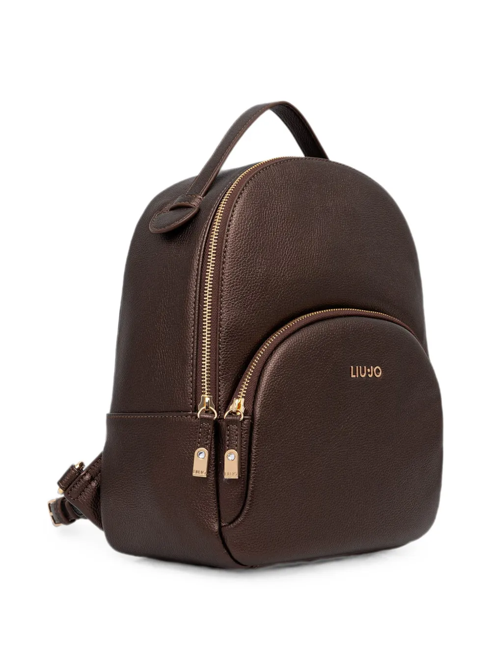 Liu •jo Grained-texture Logo-plaque Backpack In Brown