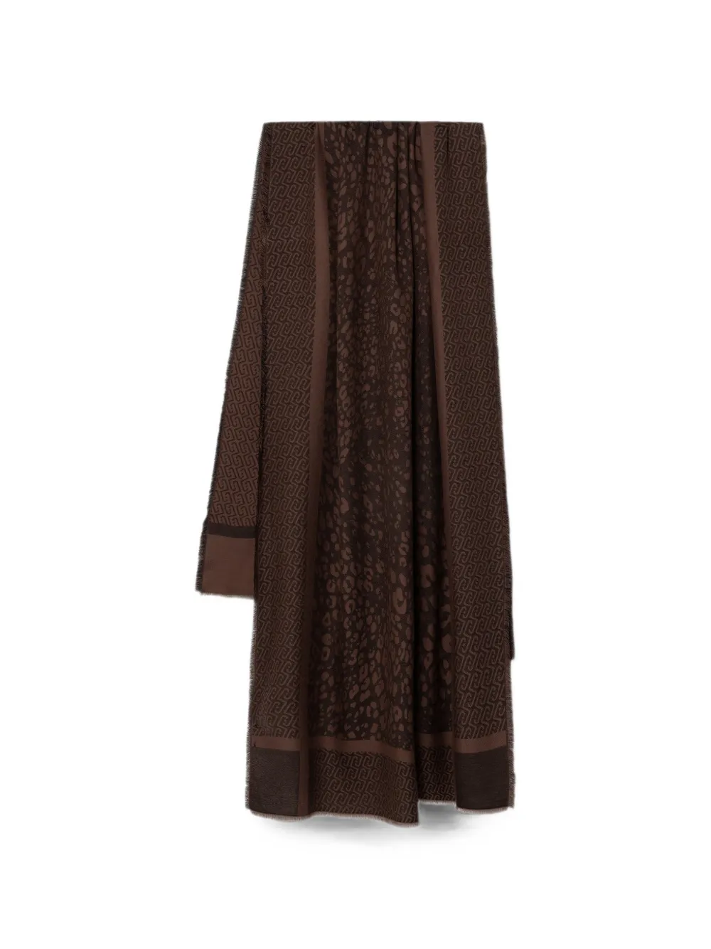 LIU JO leopard-print logo-pattern scarf - Marrone