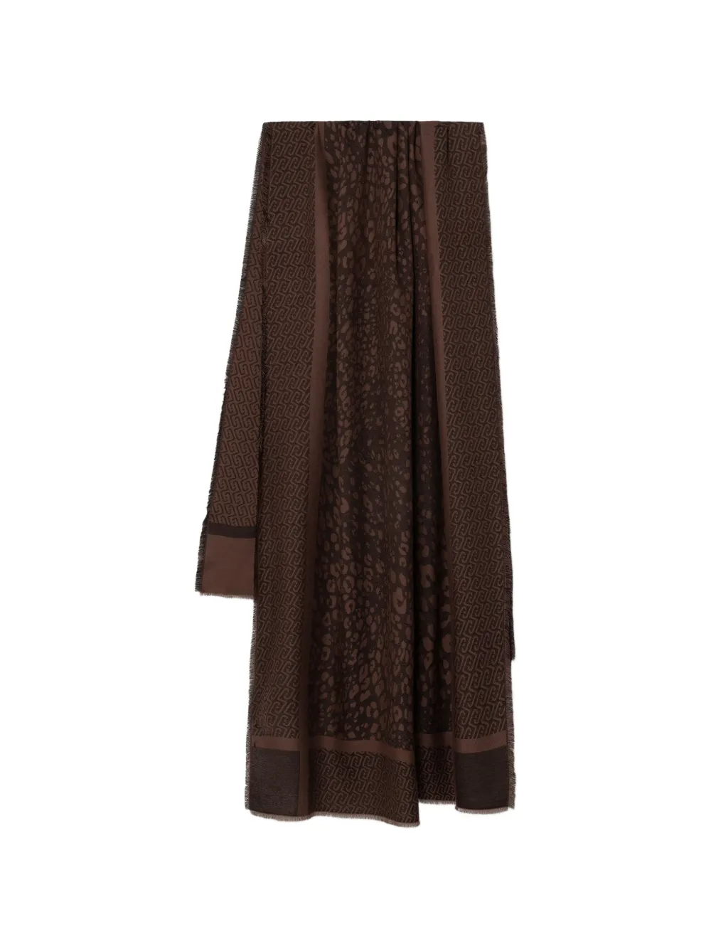 LIU JO leopard-print logo-pattern scarf - Marrone