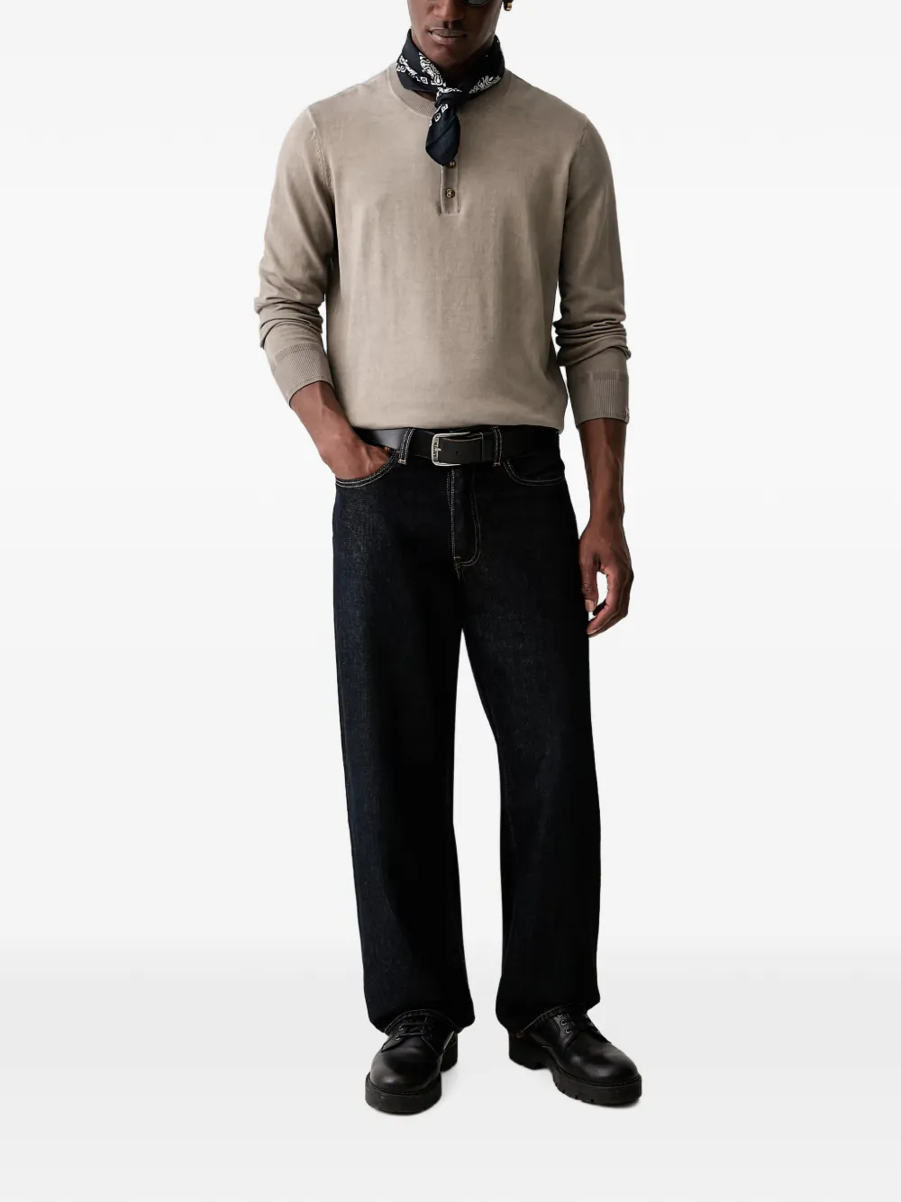 rag & bone Trui met Henley-halslijn Beige