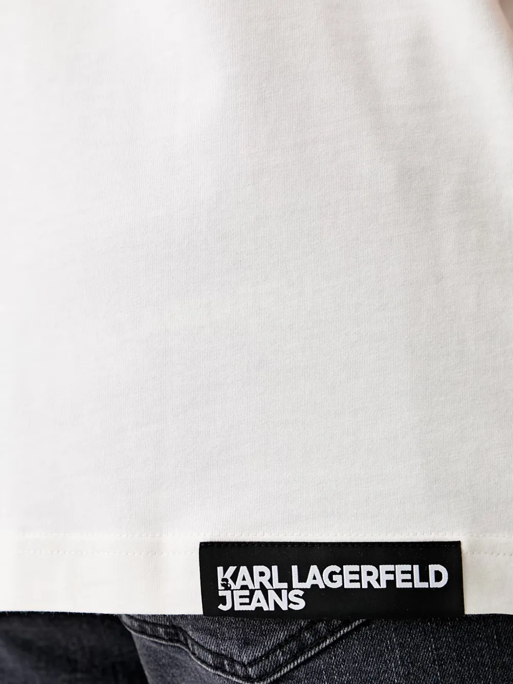 Karl Lagerfeld Jeans Katoenen T-shirt met logoprint Wit